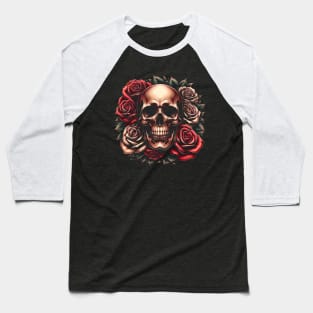 Skull and Roses Baseball T-Shirt